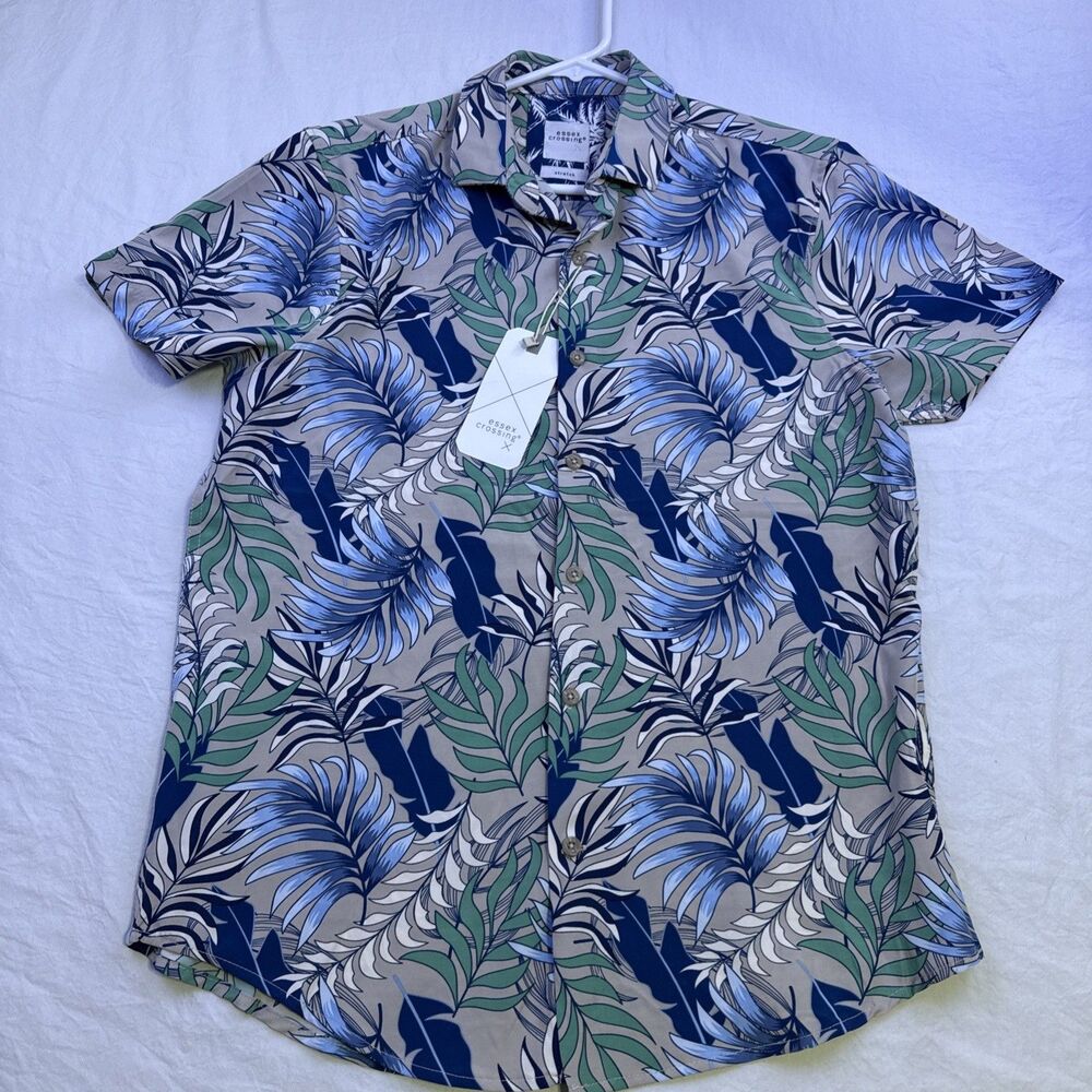 Essex Crossing Men’s Hawaiian Shirt Short   Sleeve Floral Design Shirt NW